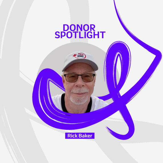 A photo of Rick Baker with text that reads Donor Spotlight