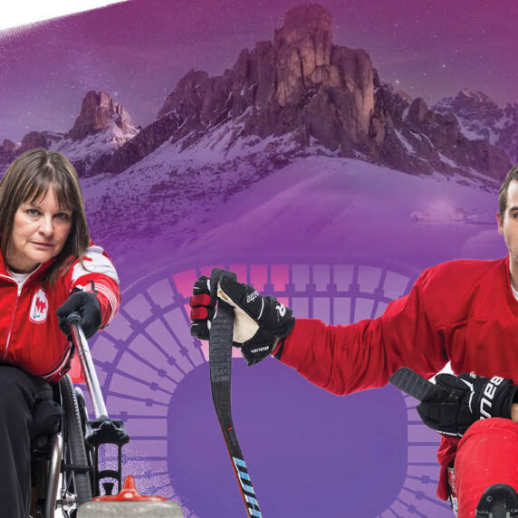 Image featuring multiple Paralympians against a mountain backdrop
