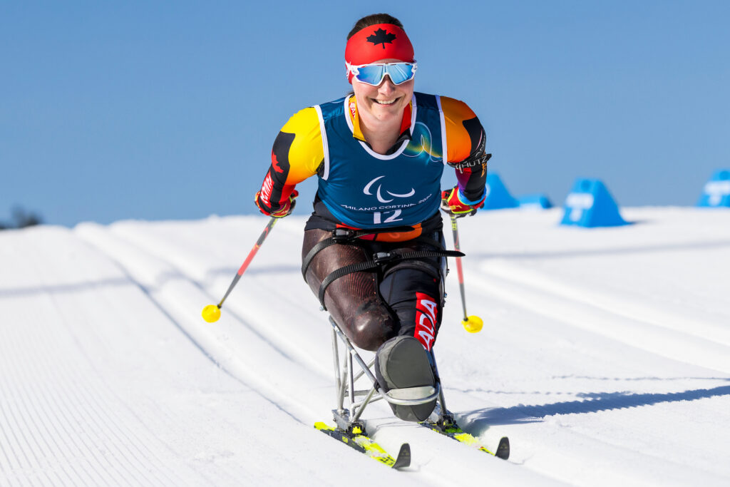 Sit skier on a track